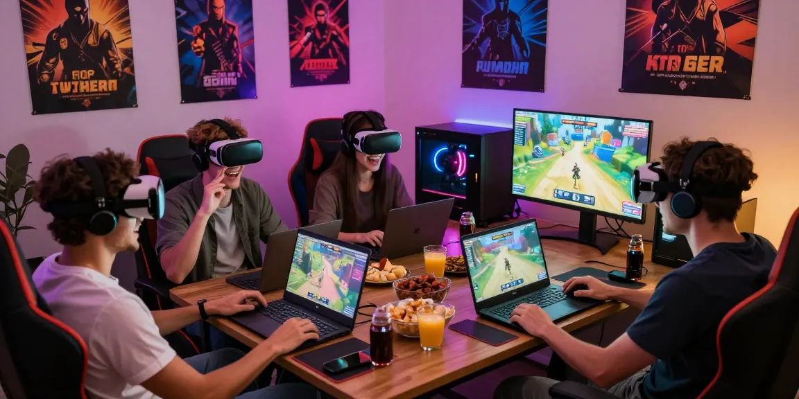Enjoying engaging gay porn games with friends in a cozy gaming room setting.