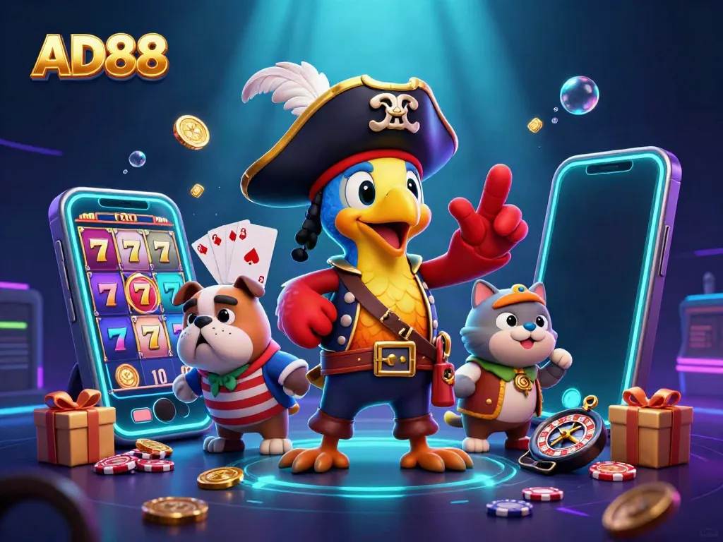Engage in exciting casino adventures with AD88 featuring vibrant slot games and dynamic characters